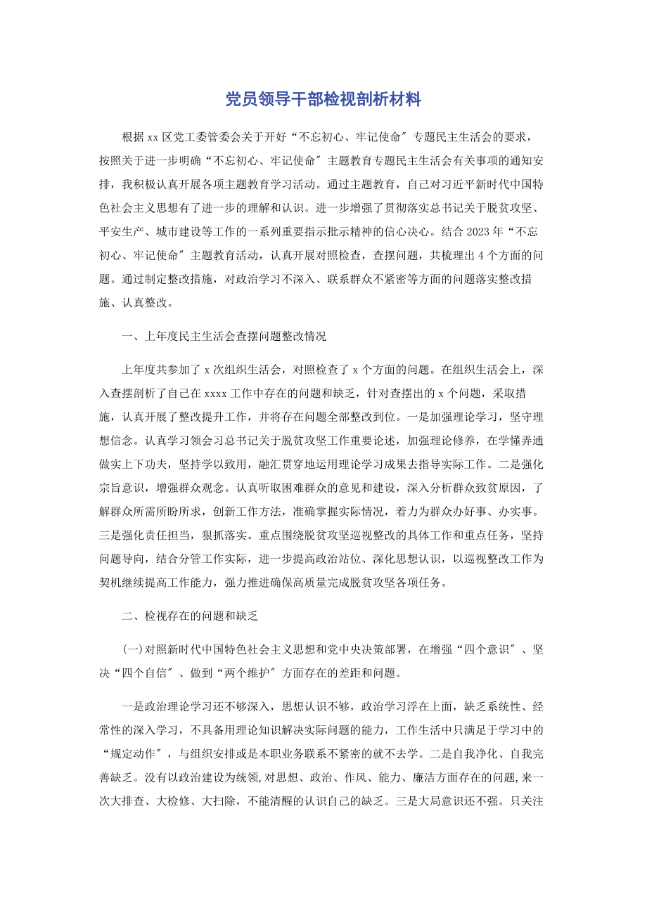 2023年党员领导干部检视剖析材料.docx_第1页