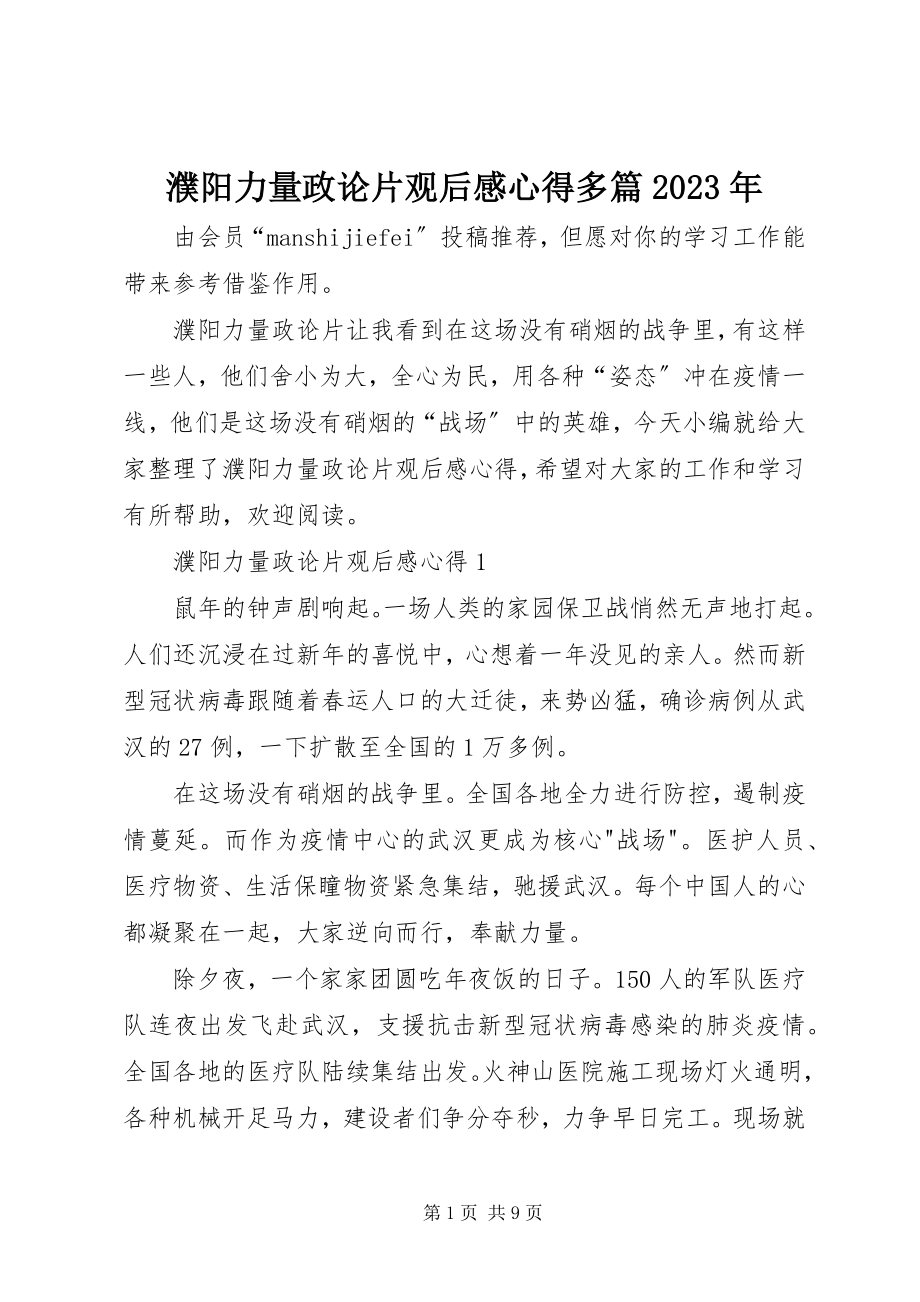 2023年濮阳力量政论片观后感心得多篇.docx_第1页