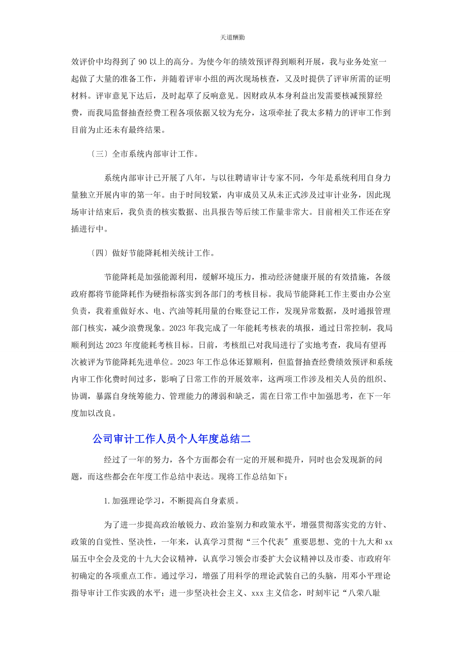 2023年公司审计工作人员个人度工作总结.docx_第2页