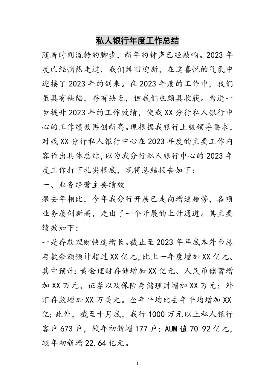 2023年私人银行年度工作总结范文.doc_第1页