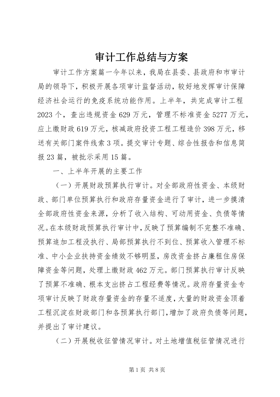 2023年审计工作总结与计划.docx_第1页