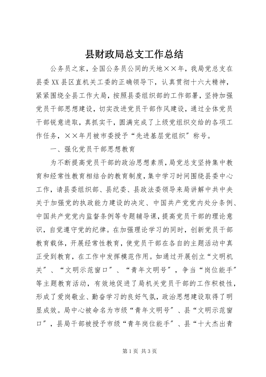 2023年县财政局总支工作总结.docx_第1页