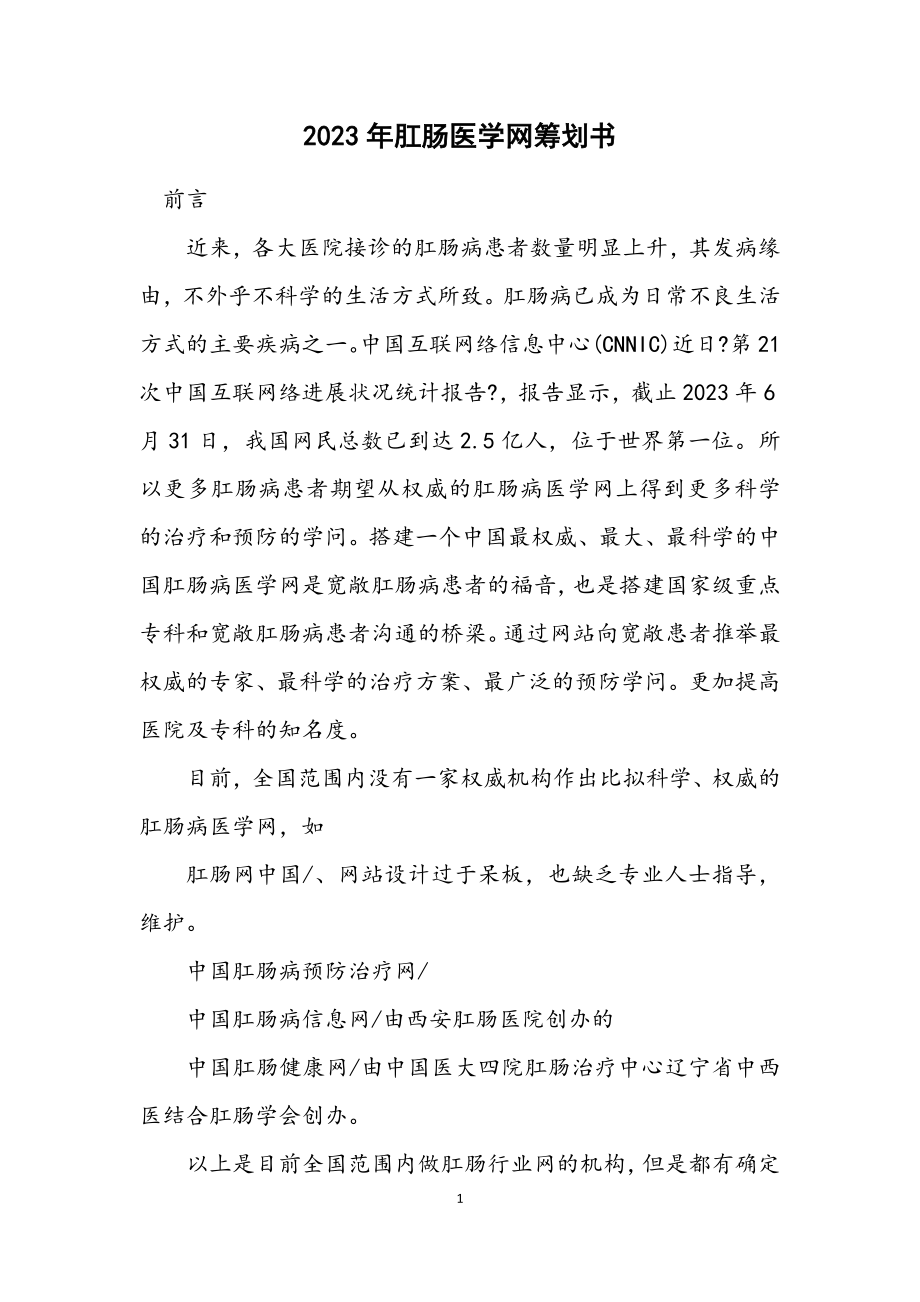 2023年肛肠医学网策划书.docx_第1页