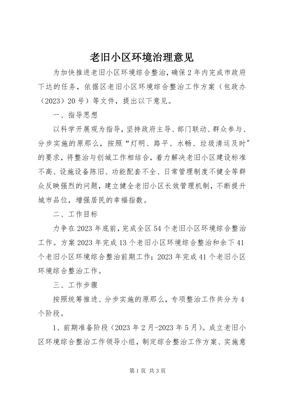 2023年老旧小区环境治理意见.docx_第1页