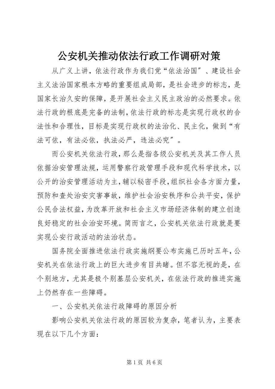 2023年公安机关推动依法行政工作调研对策.docx_第1页