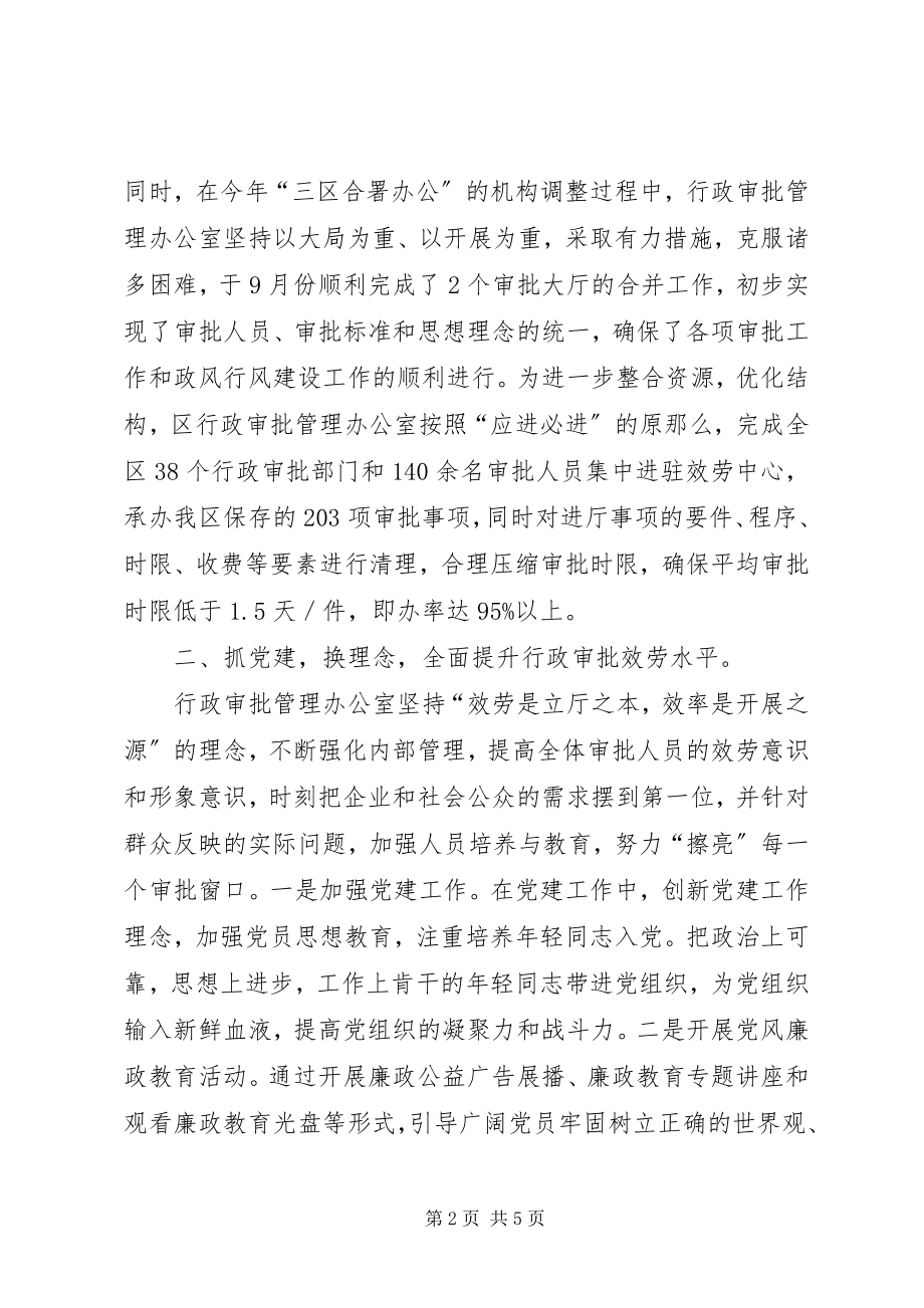 2023年行政审批管理办公室行风建设先进集体事迹材料.docx_第2页