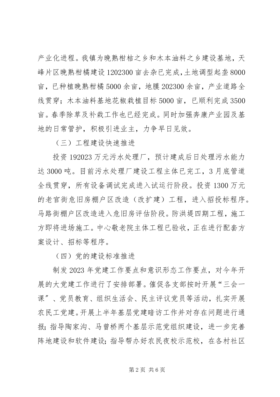 2023年乡镇上半年工作总结及下步工作打算.docx_第2页