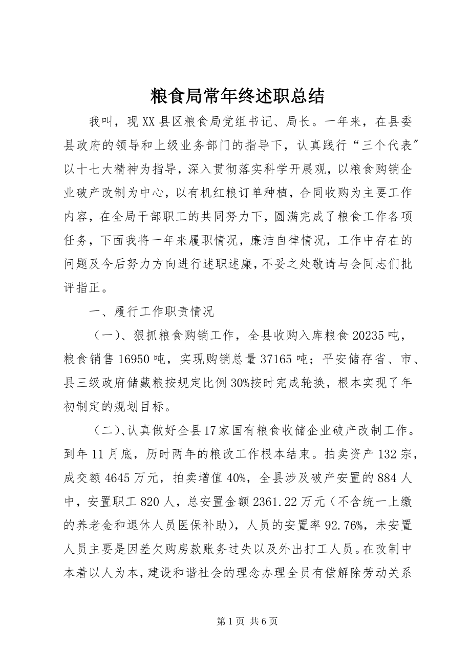 2023年粮食局长终述职总结.docx_第1页