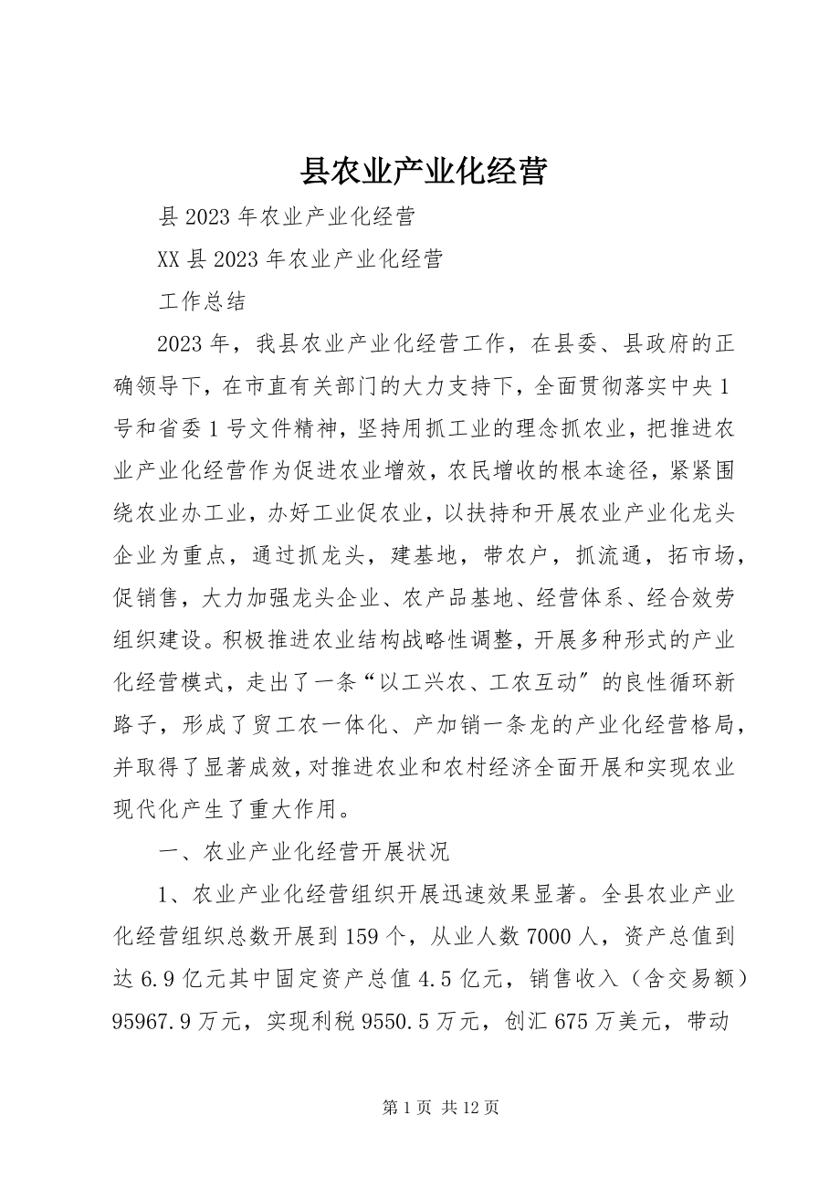 2023年县农业产业化经营.docx_第1页