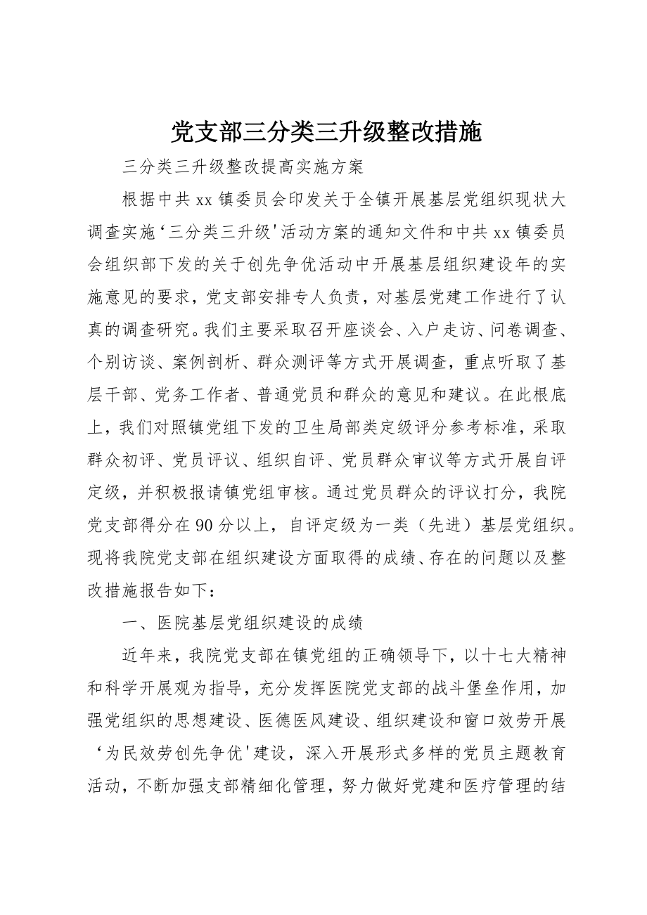 2023年党支部三分类三升级整改措施.docx_第1页