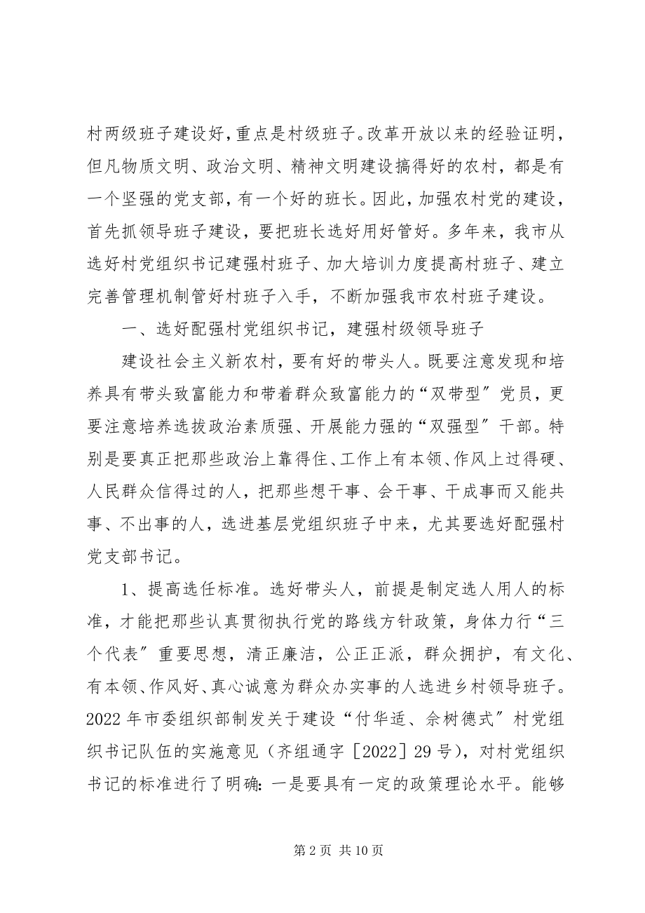 2023年X市村级班子建设经验汇报提纲新编.docx_第2页