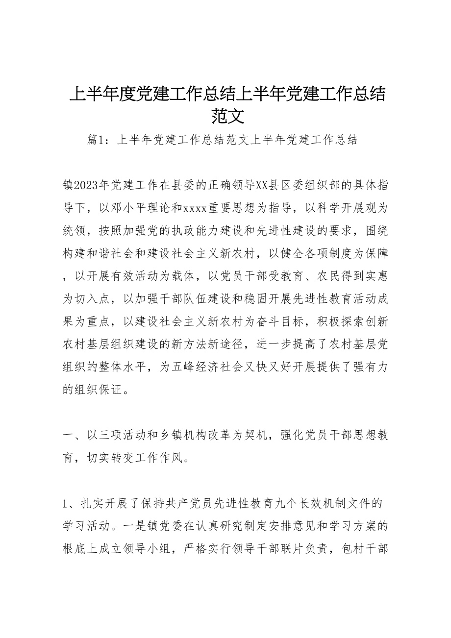 2023年上半年度党建工作总结上半年党建工作总结范文.doc_第1页