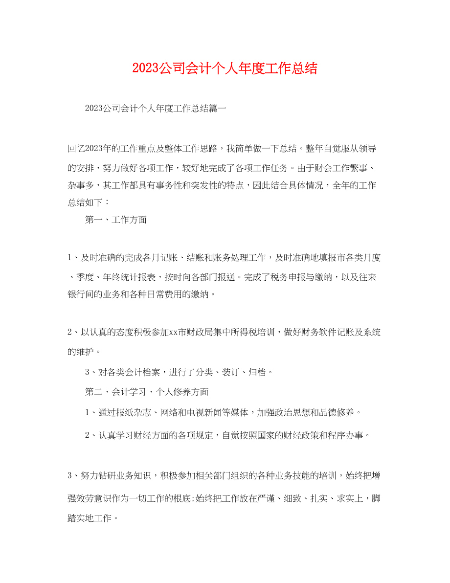 2023年公司会计个人度工作总结.docx_第1页