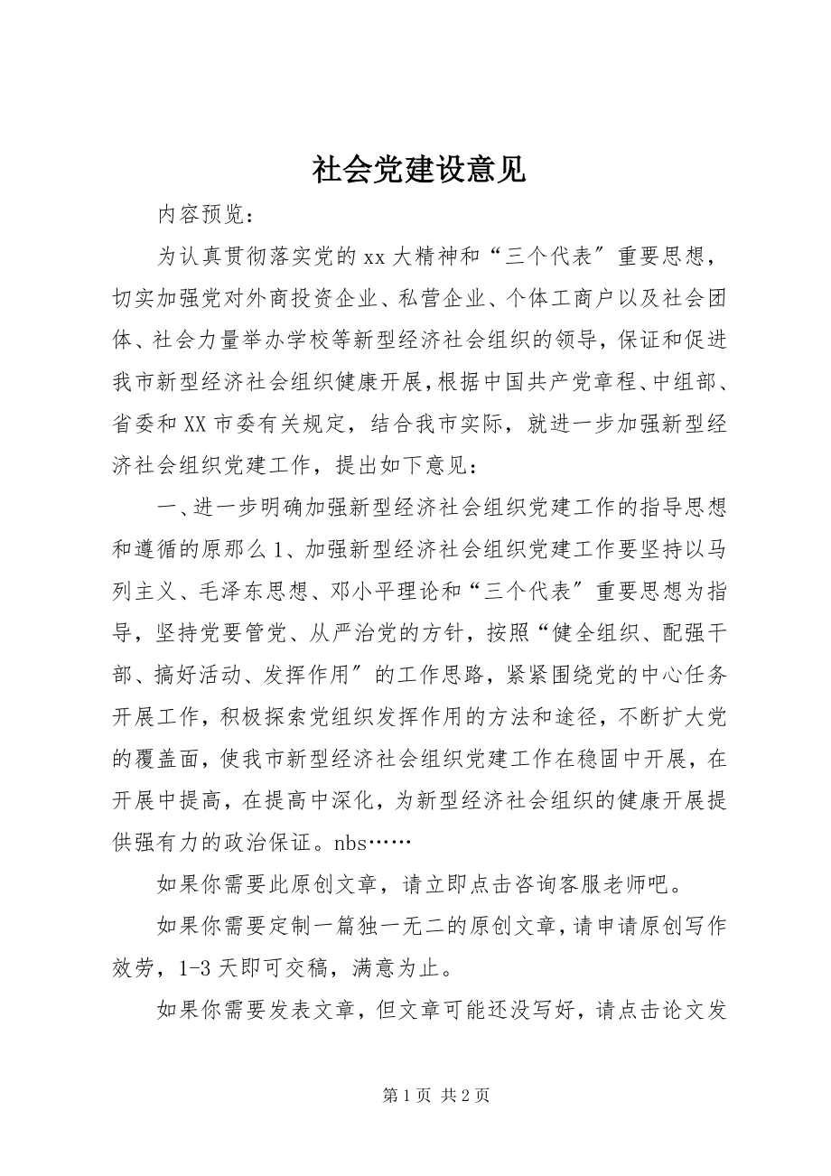 2023年社会党建设意见.docx_第1页