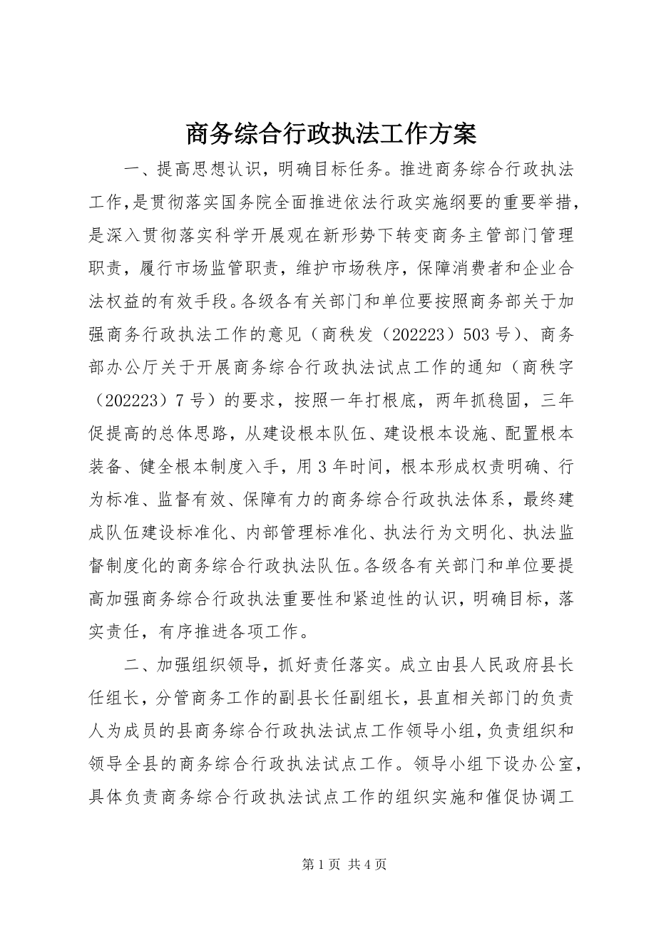 2023年商务综合行政执法工作计划.docx_第1页