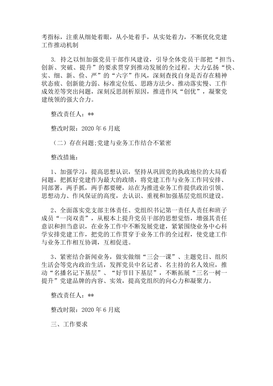 2023年党支部书记抓基层党建工作述职评议考核问题整改方案.doc_第2页