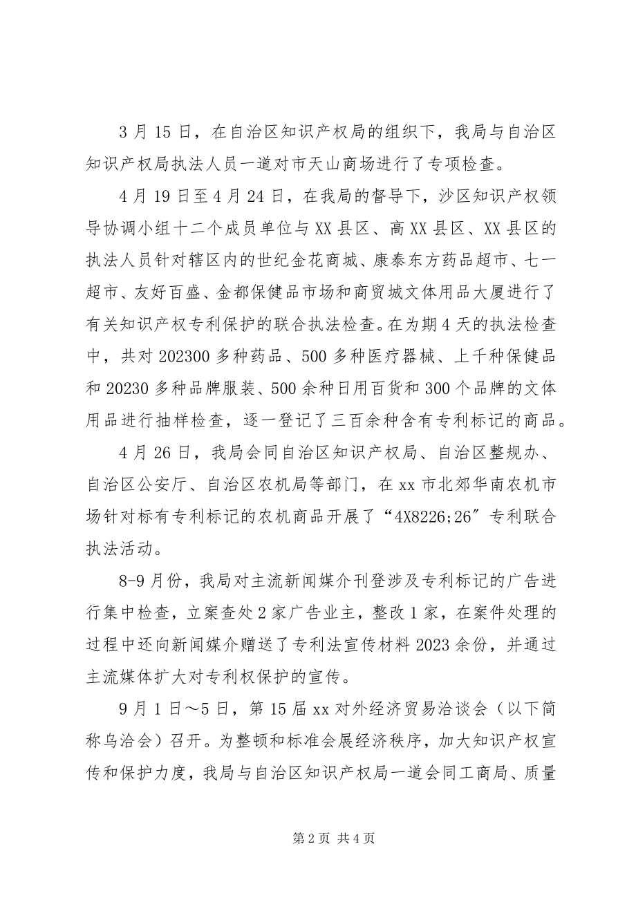 2023年市知识产权局行政执法工作总结工作总结.docx_第2页