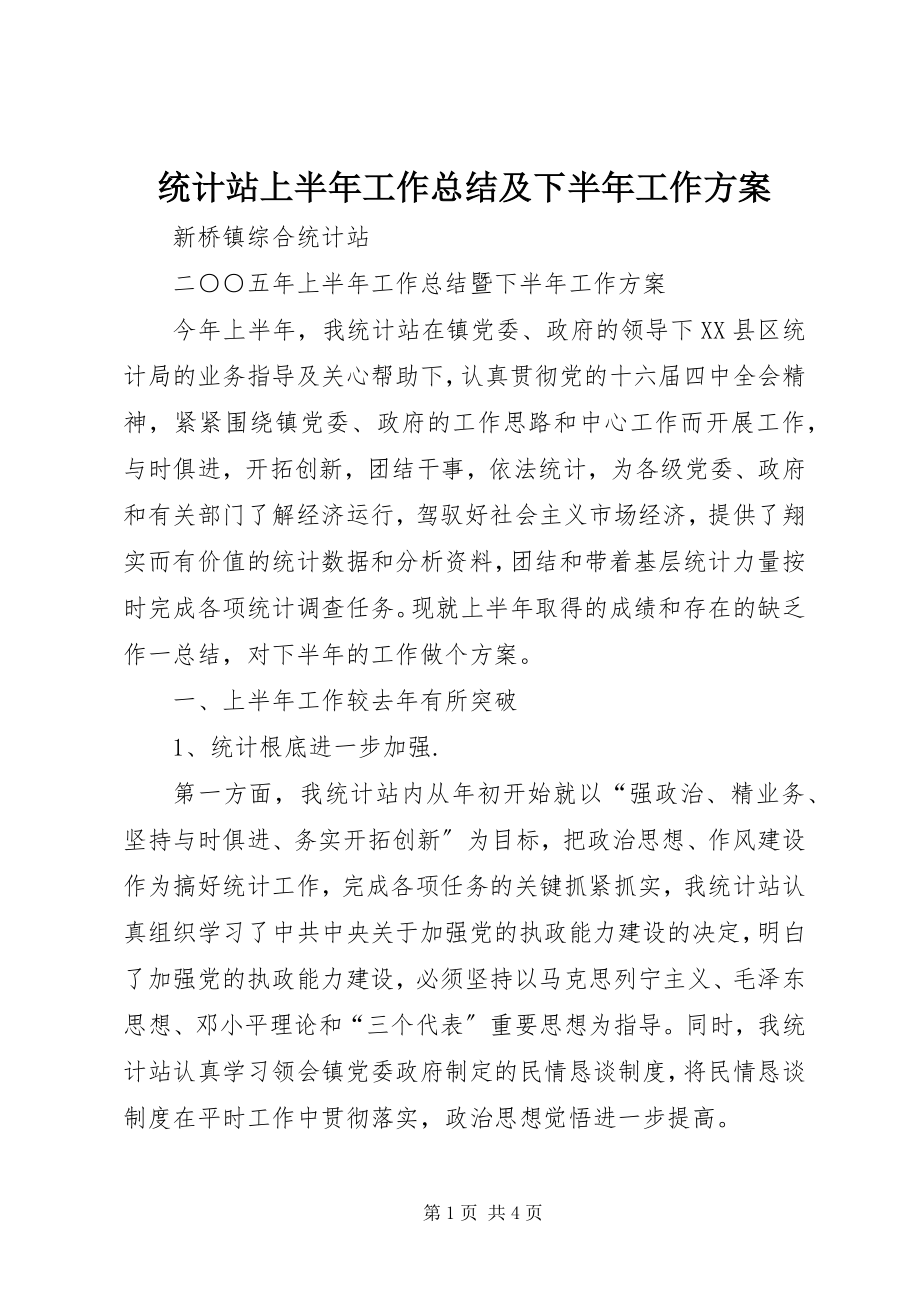 2023年统计站上半年工作总结及下半年工作计划.docx_第1页