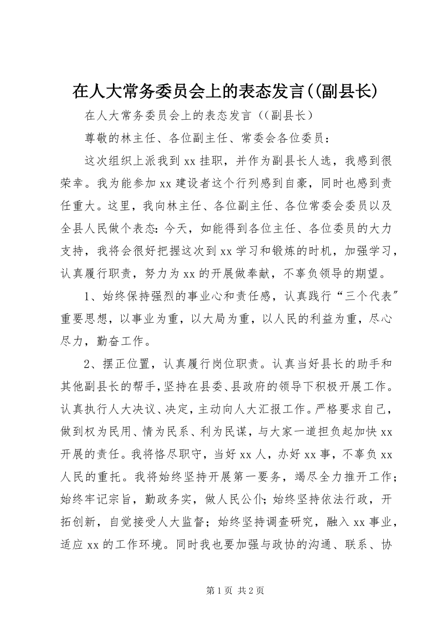 2023年在人大常务委员会上的表态讲话副县长.docx_第1页