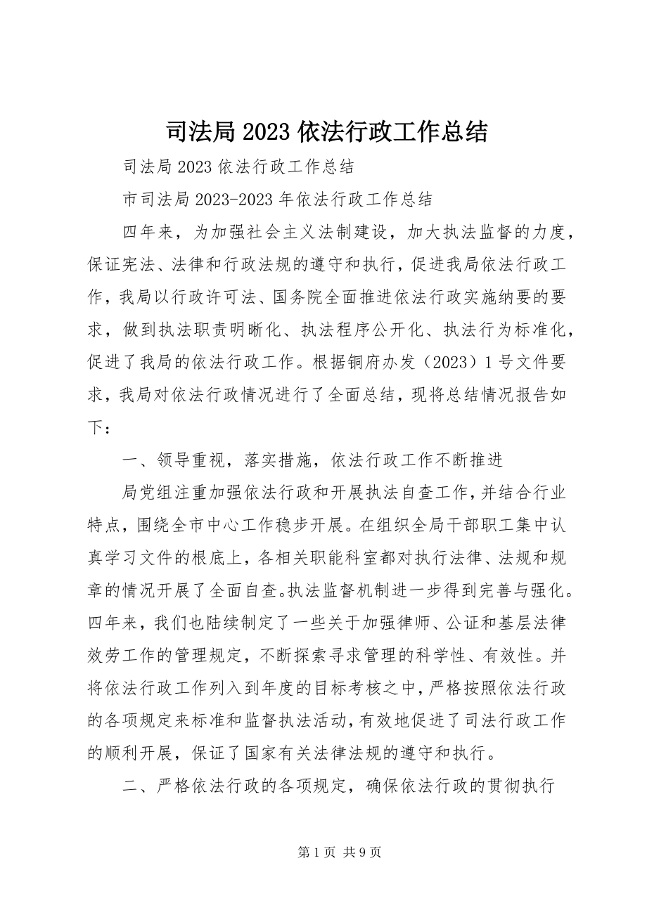 2023年司法局依法行政工作总结.docx_第1页