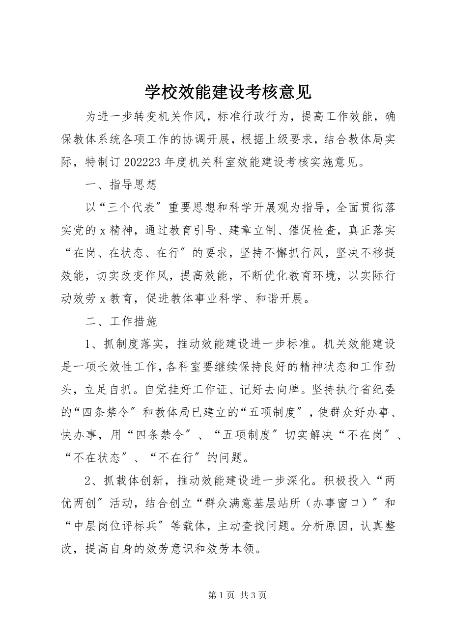 2023年学校效能建设考核意见.docx_第1页