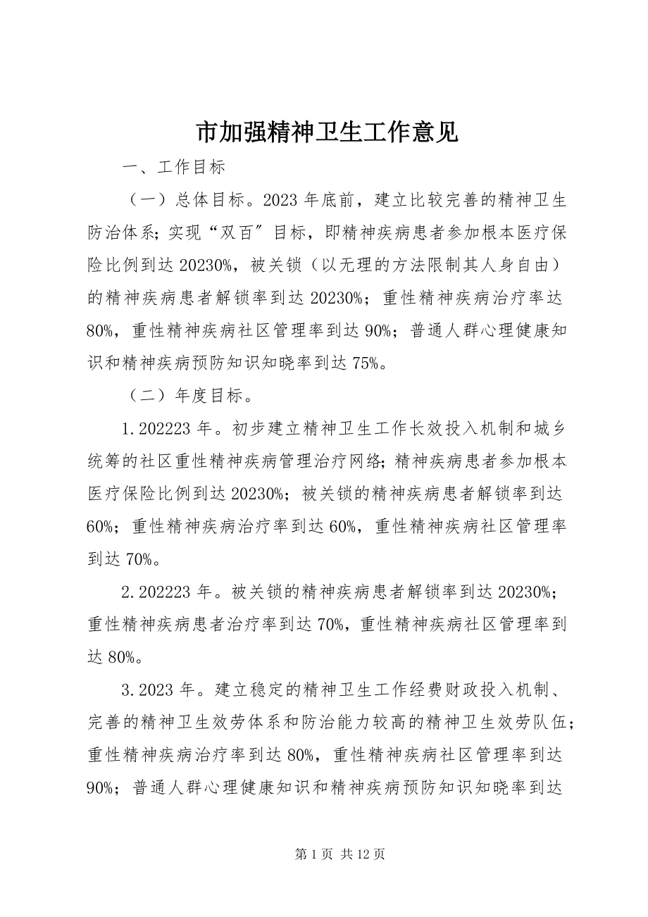 2023年市加强精神卫生工作意见.docx_第1页