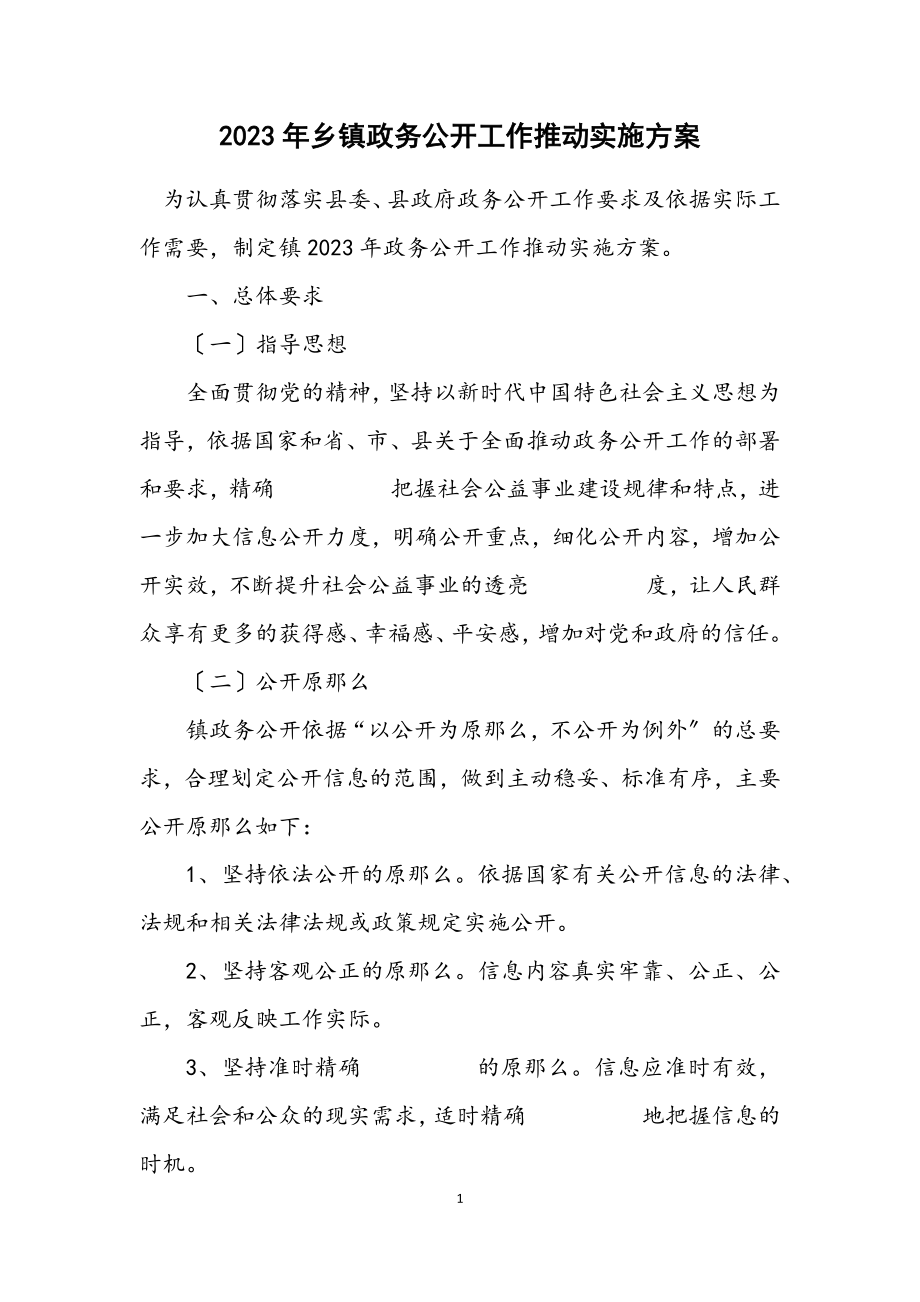 2023年乡镇政务公开工作推进实施方案.docx_第1页