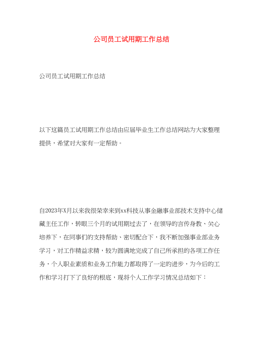 2023年公司员工试用期工作总结.docx_第1页