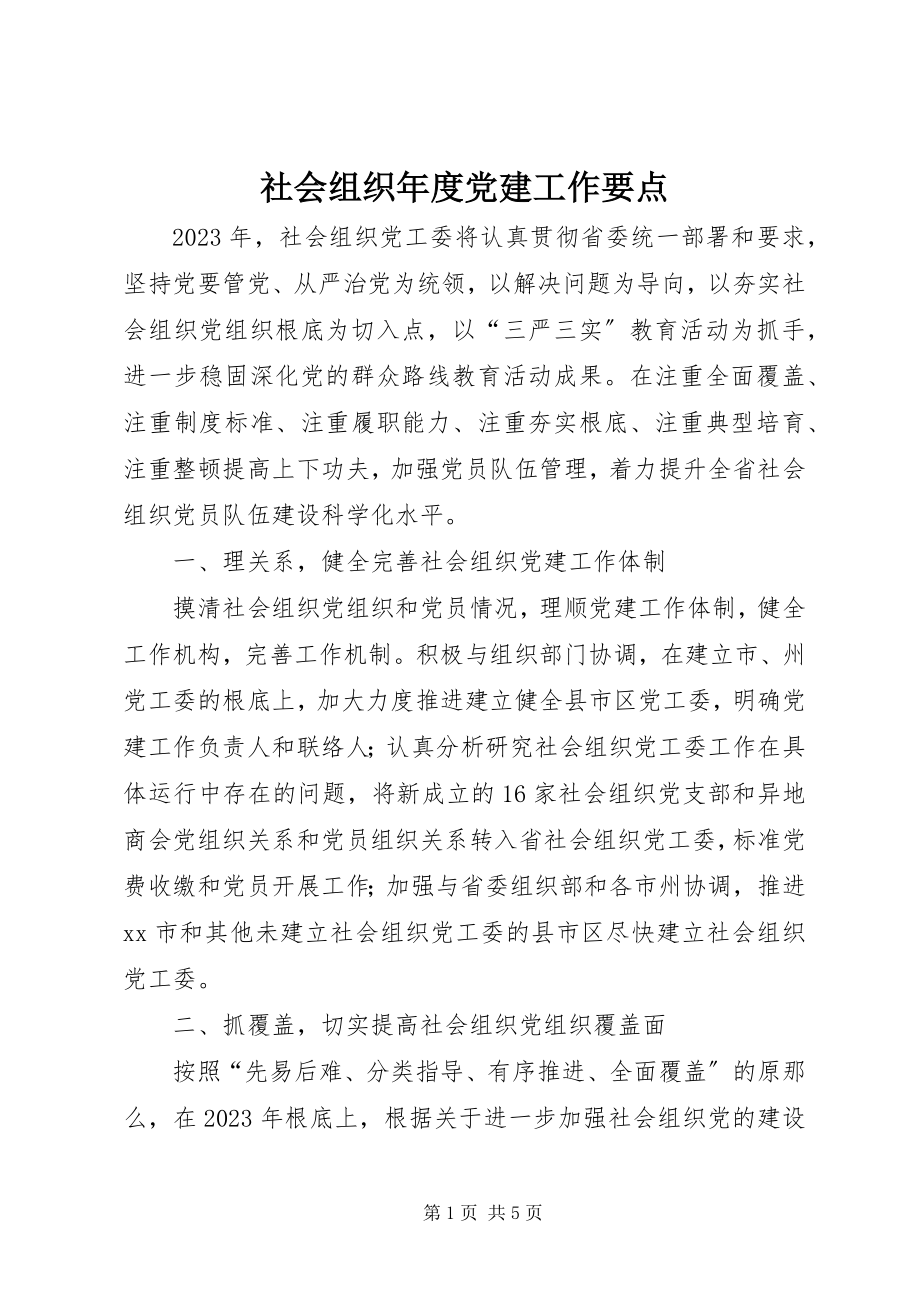 2023年社会组织年度党建工作要点.docx_第1页