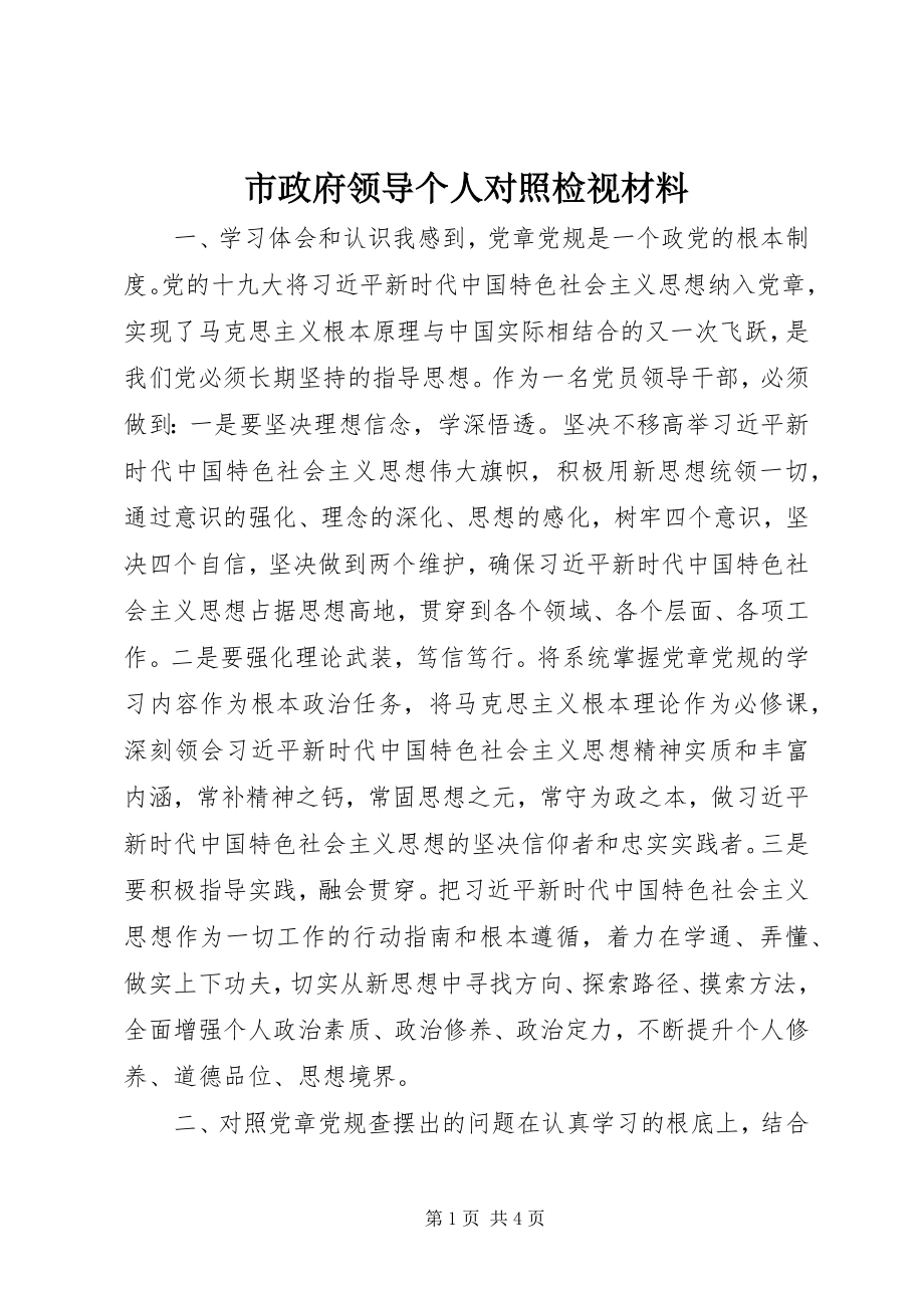 2023年市政府领导个人对照检视材料.docx_第1页