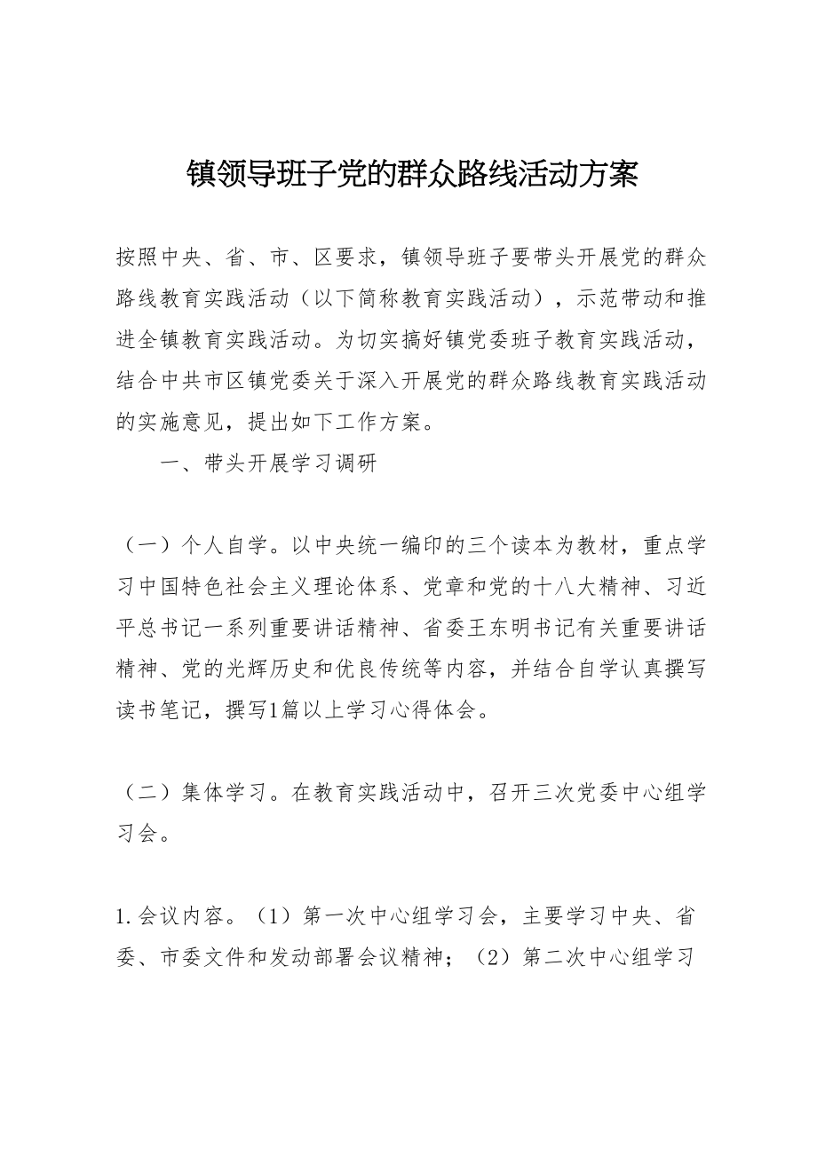 2023年镇领导班子党的群众路线活动方案.doc_第1页