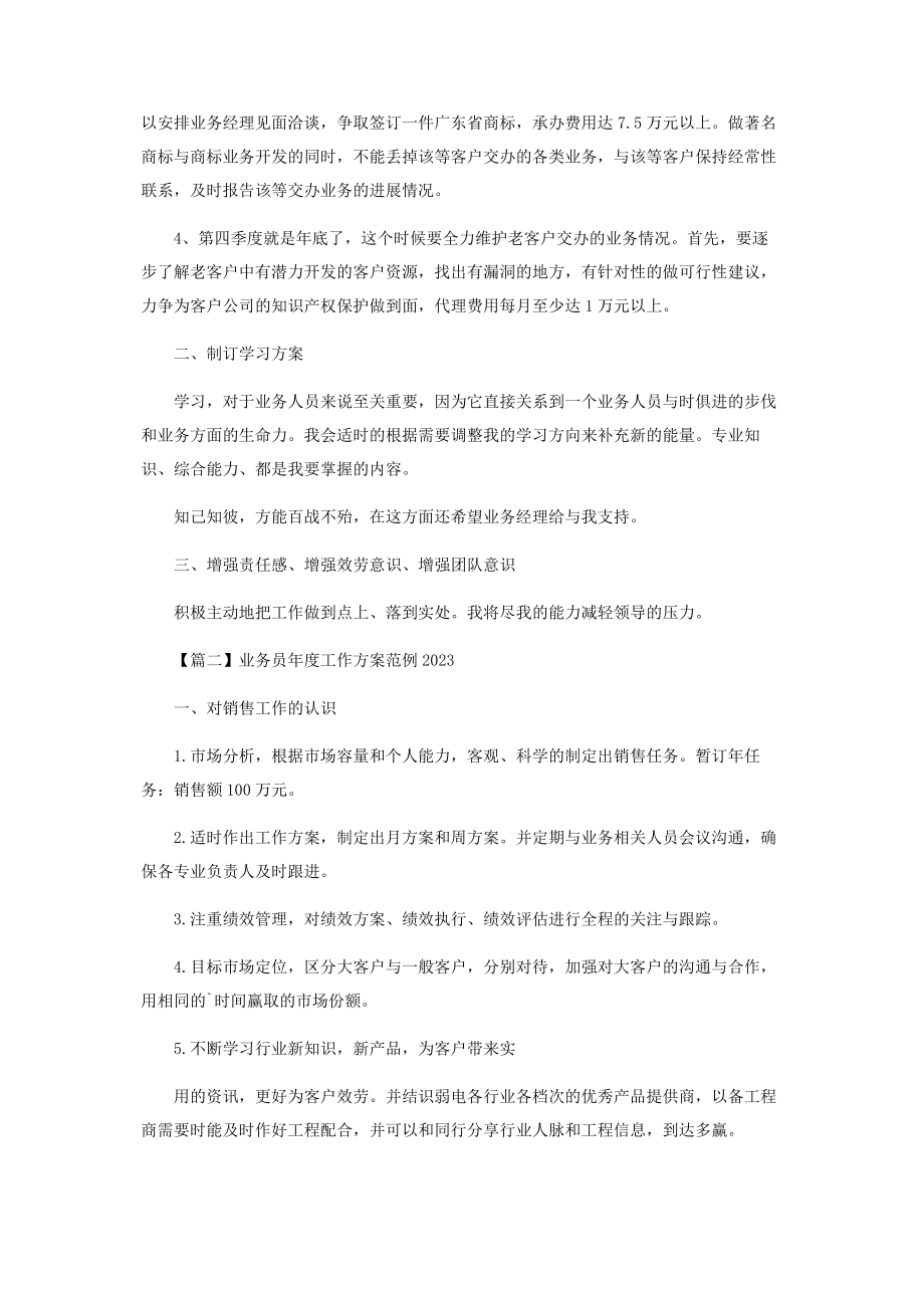 2023年业务员年度工作计划范例.docx_第2页