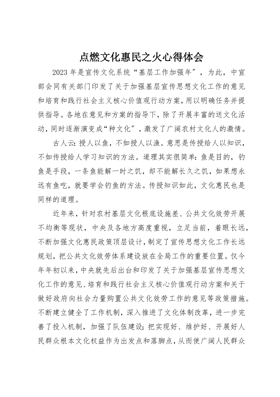 2023年点燃文化惠民之火心得体会新编.docx_第1页