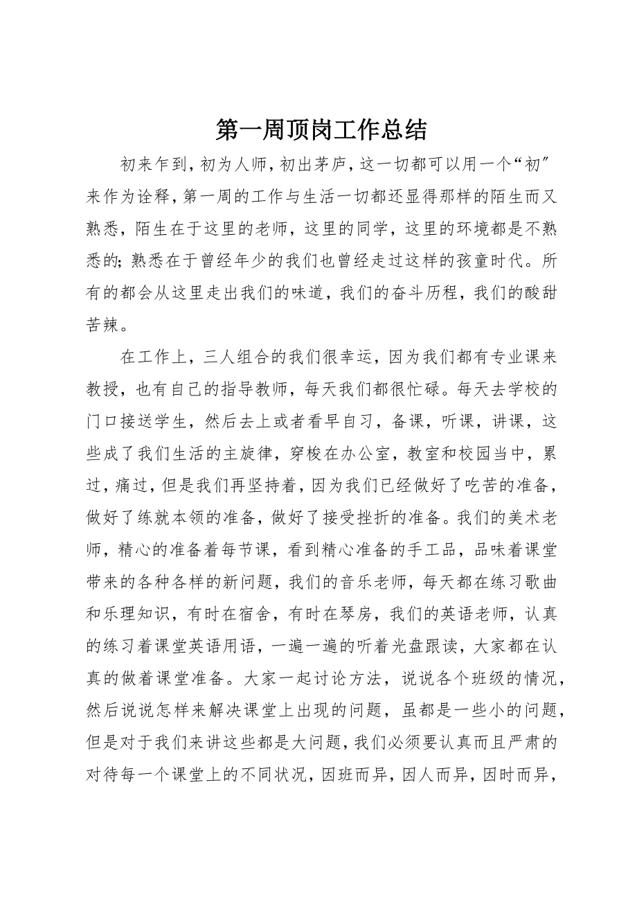 2023年第一周顶岗工作总结新编.docx_第1页