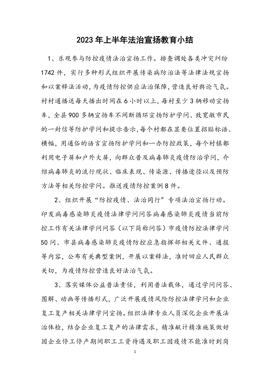 2023年上半年法治宣传教育小结.docx_第1页