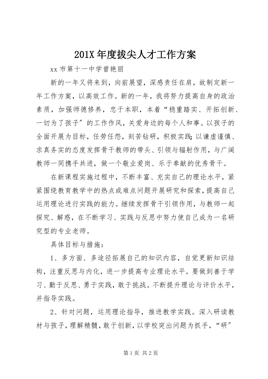 2023年度拔尖人才工作计划新编.docx_第1页