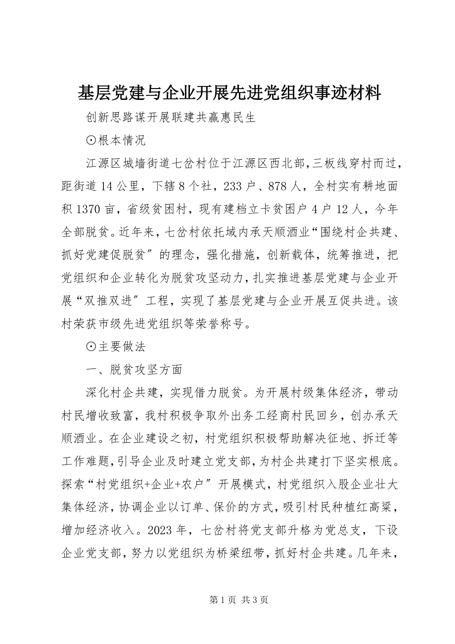 2023年基层党建与企业发展先进党组织事迹材料.docx_第1页