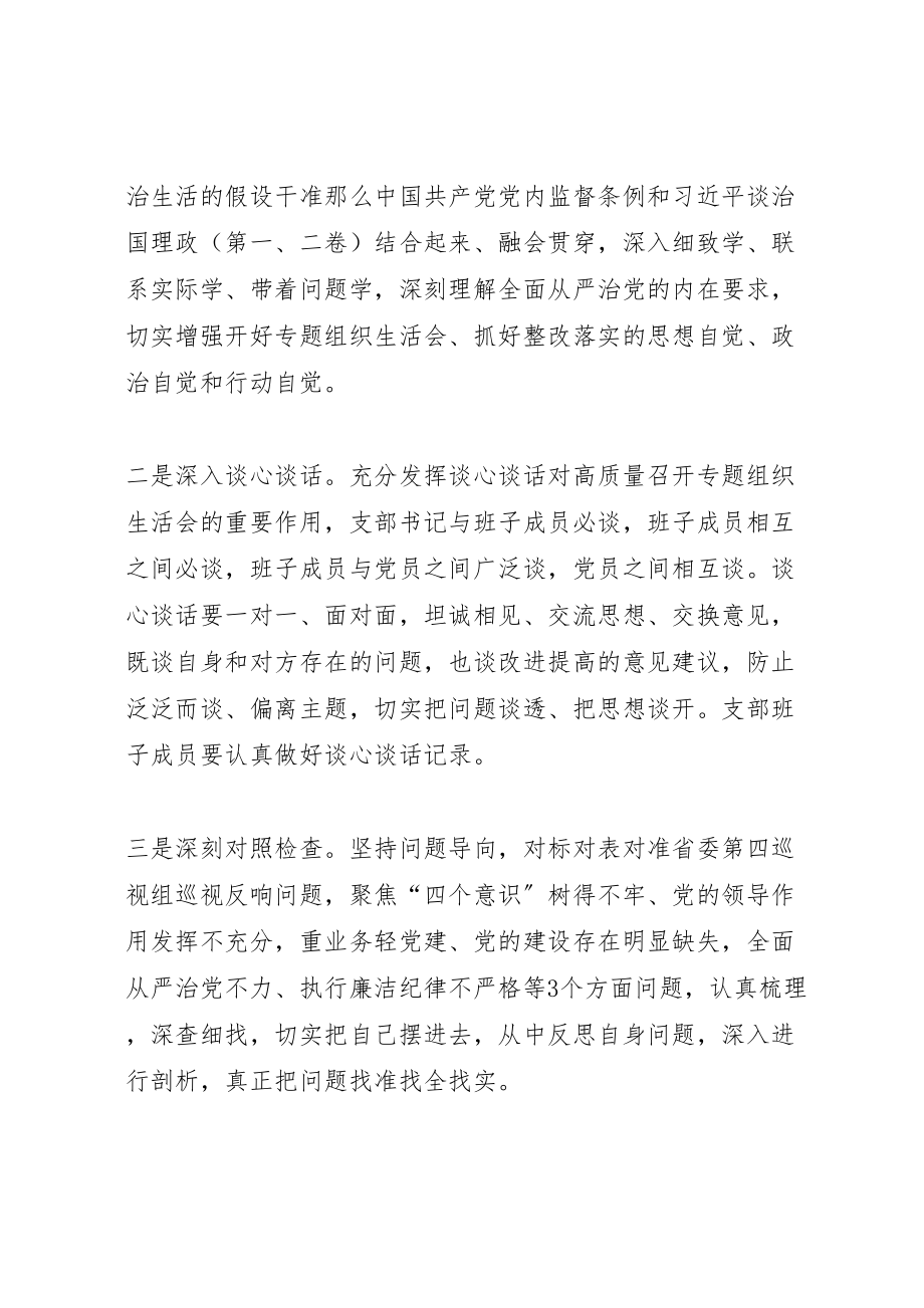 2023年党支部整改落实巡视反馈问题专题组织生活会方案.doc_第2页