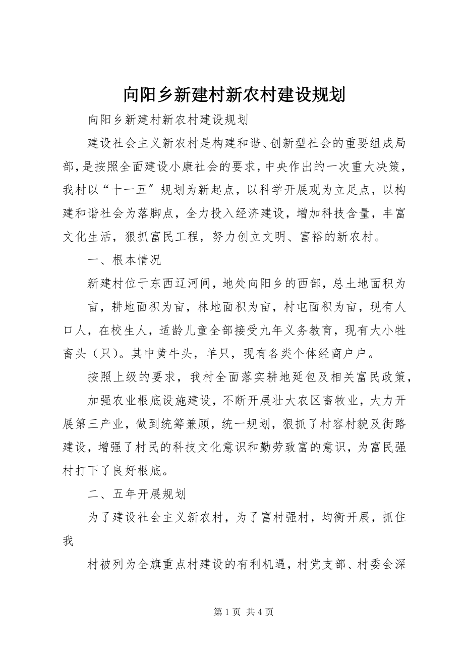 2023年向阳乡新建村新农村建设规划.docx_第1页