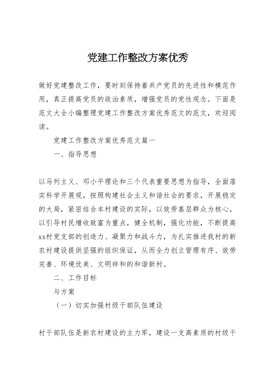 2023年党建工作整改方案优秀.doc_第1页