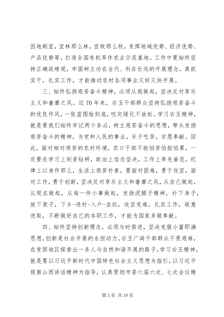 2023年学习右玉精神心得体会6篇.docx_第3页