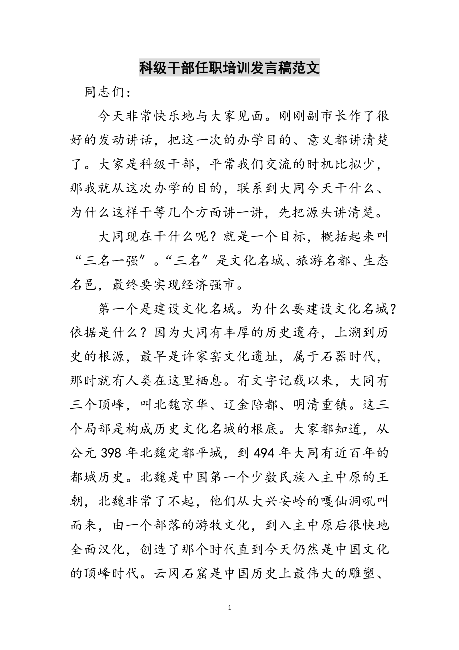 2023年科级干部任职培训发言稿范文范文.doc_第1页