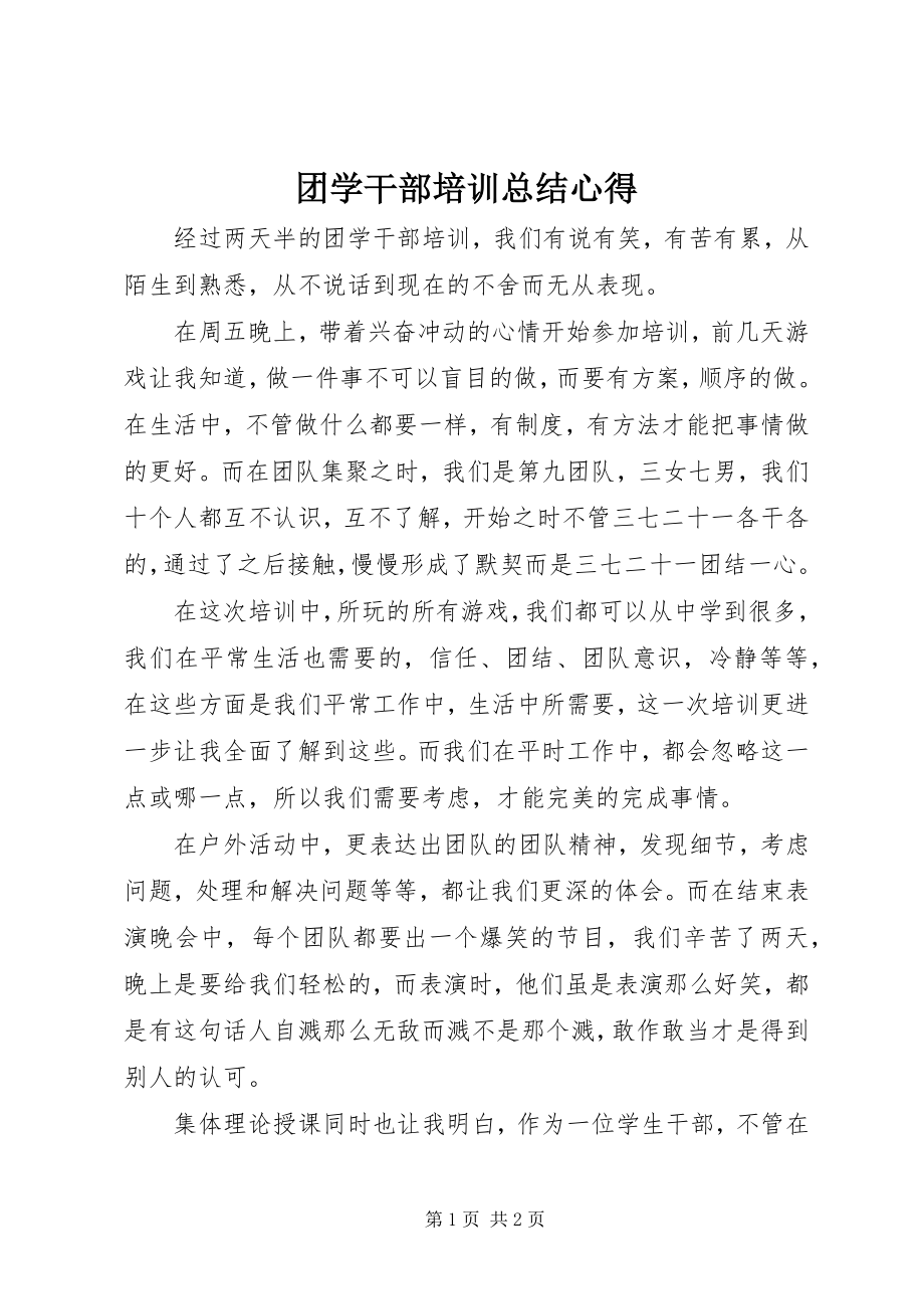 2023年团学干部培训总结心得.docx_第1页