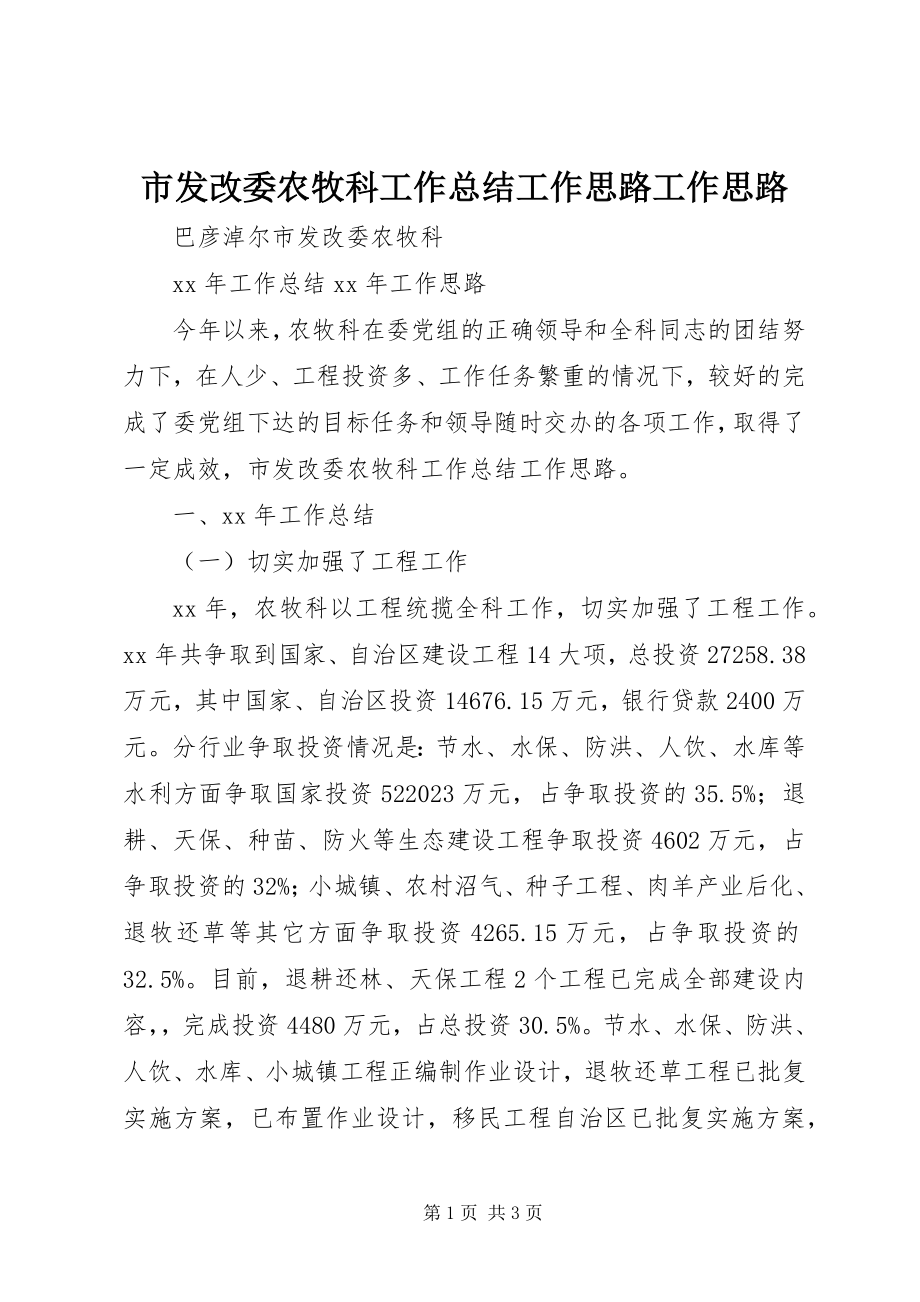 2023年市发改委农牧科工作总结工作思路工作思路.docx_第1页