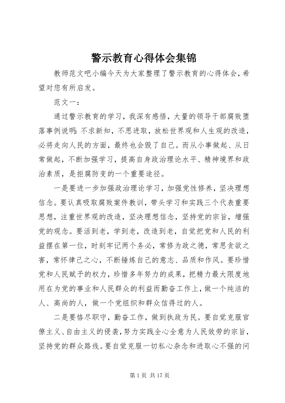 2023年警示教育心得体会集锦.docx_第1页