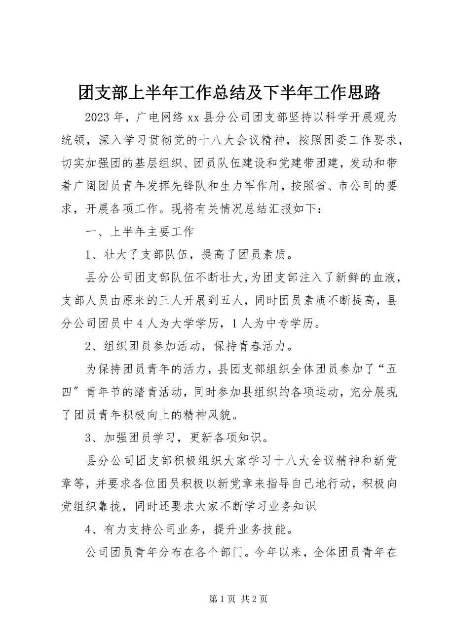 2023年团支部上半年工作总结及下半年工作思路.docx_第1页