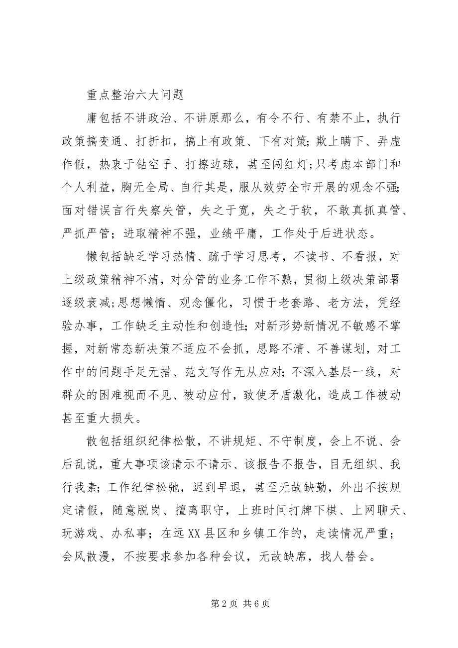 2023年xx市治顽疾转作风提效能活动方案.docx_第2页