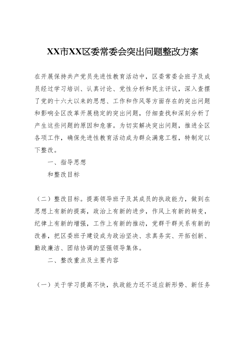 2023年市区委常委会突出问题整改方案 3.doc_第1页