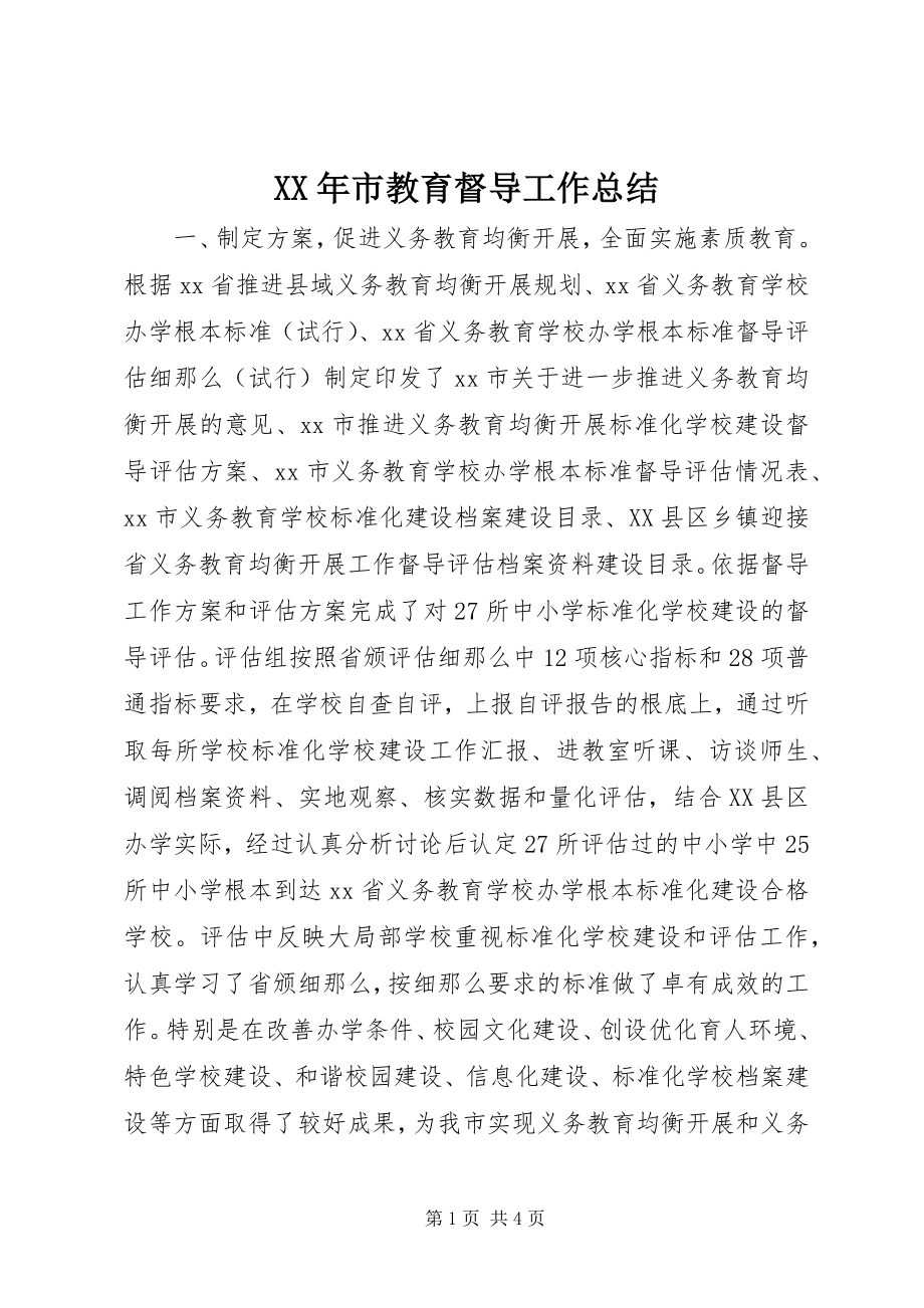 2023年市教育督导工作总结.docx_第1页