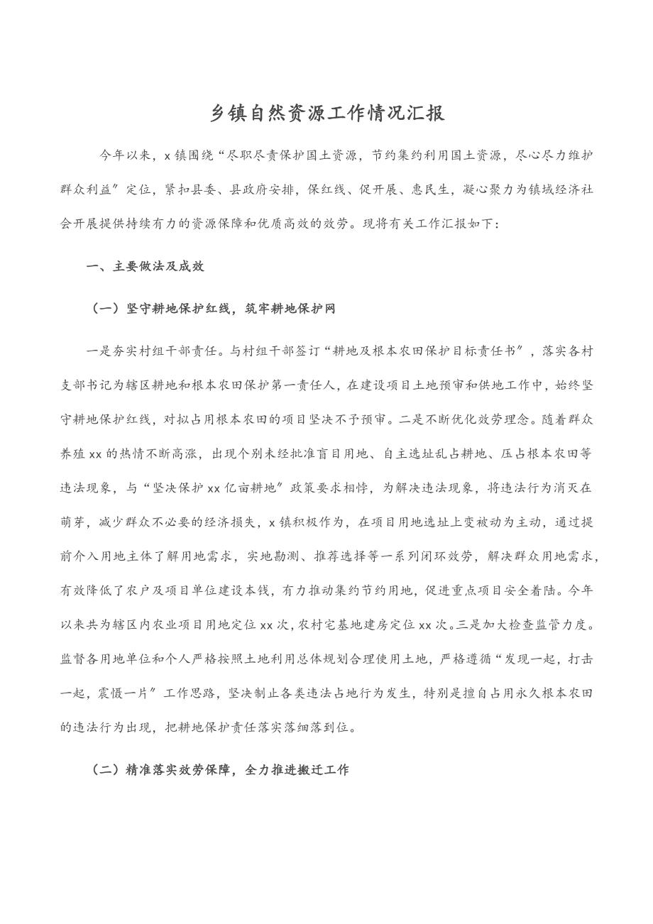 乡镇自然资源工作情况汇报.docx_第1页